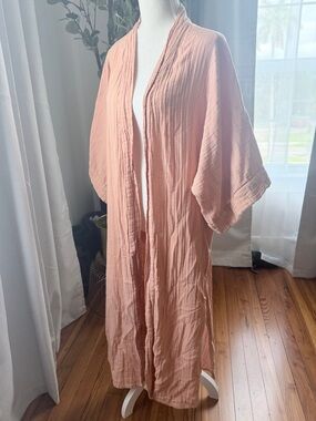 Powder Brand Light Peach Gauze Kimono Duster with Star Sleeves